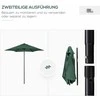 Outsunny skėtis nuo saulės Ø196 cm, skėtis nuo saulės su lenkimo funkcija, šešiakampis balkono skėtis, paplūdimio skėtis, atsparus vėjui, stabilus, rinkos skėtis, skėtis su rankena, apsauga nuo saulės paplūdimiui, balkonui, sodui, žalias