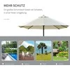 "Outsunny" skėtis su LED dvigubas skėtis 440 x 256 cm sodo skėtis rinkos skėtis didelis kiemo skėtis su rankine rankena ovalus metalinis kreminis baltas