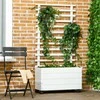 "Outsunny" sodinukų dėžė su grotelėmis, gėlių dėžė su ratukais, pakelta lysvė vijokliniams augalams, sodas, natūrali mediena, balta, 76 x 30 x 155 cm