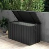 "Outsunny" sodo dėžės pagalvių dėžė 450L sandėliavimo dėžė su ratukais, sandėliavimo dėžė su dujinėmis atramomis, skirta sodui, balkonui, plienas, tamsiai pilka
