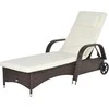Outsunny sodo gultas, rotango gultas, mobilus su pagalve ir ratukais, polirotango ir metalo, kavos rudos spalvos, 200 x 73 x 30–103 cm