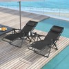 "Outsunny" sodo gultų rinkinys 3-PLG. sulankstomas gultas su arbatos staliuku, 2 kėdės, pagalvė, lauko gultas, atsparus oro sąlygoms, metalinis paplūdimio gultas sodui, terasai 90x56x110 cm, juodas