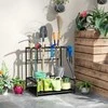 "Outsunny" sodo įrankių organizatorius 3 pakopų sodo įrankių stovas su kabliukais Sodo įrankių stovas iki 20 įrankių Įrankių laikiklis Universalus šluotų laikiklis garažui, angarui, lauke 84x53x73cm oranžinė