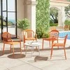 „Outsunny“ sodo kėdžių komplektas, 4 vnt., atsparios oro sąlygoms plastikinės sodo kėdės, sudedama kėdė su porankiais ir atlošu, terasa, iki 120 kg apkrova, sodo baldai kiemui, sodui, balkonui, raudonos