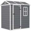 Outsunny plastikinis sodo namelis 2,1m² 186 x 130 x 199 cm, su dvišlaičiu stogu, grindimis, langu ir rakinamomis durimis, atsparus oro sąlygoms, pilkas