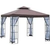 Outsunny sodo pavėsinė su tinkleliu nuo uodų ir šoninėmis sienelėmis, vakarėlių palapinė su dvigubu stogu, sodo palapinė 2,97x2,97m