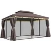 Outsunny Sodo paviljonas, sodo pavėsinė 390 x 290 x 280 cm su 4 x šoninėmis sienelėmis, tinkleliu nuo uodų