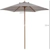 Outsunny sodo skėtis, 3 pakopų, apsauga nuo saulės, bambukas, 180g/m² poliesteris, pilkas, Ø2,5 x 2,3 m