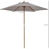 Outsunny sodo skėtis, 3 pakopų, apsauga nuo saulės, bambukas, 180g/m² poliesteris, pilkas, Ø2,5 x 2,3 m