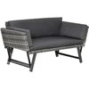 "Outsunny" sodo sofa iš poliratano, 2 sėdimų vietų, pilkos spalvos, atlenkiami porankiai, plienas, 129x63x67 cm, skirta sodui ir terasai