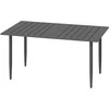 Outsunny sodo stalas 150x90cm, oro sąlygoms atsparus balkono stalas iš plieno, balkono stalas su skyle skėčiui su skersiniu dizainu lauko kempingo stalas, stačiakampio formos terasos stalas sodo balkonui juodas