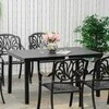 Outsunny Sodo stalas 6 asmenų valgomojo stalas lengvai prižiūrimas aliuminio stalas sodo baldai plastikiniai juodi 140x90x74cm