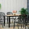 "Outsunny" sodo stalas 6 asmenų valgomojo stalas lengvai prižiūrimas aliuminio stalas sodo baldai plastikas gamta+juoda 140x90x74cm