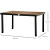 "Outsunny" sodo stalas 6 asmenų valgomojo stalas lengvai prižiūrimas aliuminio stalas sodo baldai plastikas gamta+juoda 140x90x74cm