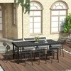 "Outsunny" sodo stalas 8 žmonėms valgomojo stalas aliuminio stalas sodo baldai svetainės baldai lengvai prižiūrimas plastikas juodas 190 x 90 x 74 cm