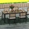 "Outsunny" sodo stalas aliuminis 190x90 cm, atsparus oro sąlygoms, medžio išvaizdos bufetinis stalas, neslidus stovyklavimo stalas 8 žmonėms balkono stalas terasos stalas lauko valgomojo stalas sode, terasoje, balkone, natūrali mediena