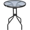 Outsunny sodo stalas apvalus balkono stalas metalinis apsauginis stiklas Ø60xH70cm sodo balkonas