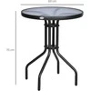 Outsunny sodo stalas apvalus balkono stalas metalinis apsauginis stiklas Ø60xH70cm sodo balkonas