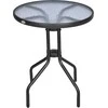 Outsunny sodo stalas apvalus balkono stalas metalinis apsauginis stiklas Ø60xH70cm sodo balkonas