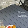 "Outsunny" sodo stalas iš plieno 80 x 80 x 74 cm Oro sąlygoms atsparus bufeto stalas su plieniniu rėmu, neslidus kempingo stalas 4 asmenims balkono stalas terasos stalas lauko valgomojo stalas sodui, terasai, balkonui, pilkas