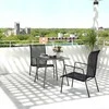 "Outsunny" sodo stalas iš plieno 80 x 80 x 74 cm Oro sąlygoms atsparus bufeto stalas su plieniniu rėmu, neslidus kempingo stalas 4 asmenims balkono stalas terasos stalas lauko valgomojo stalas sodui, terasai, balkonui, pilkas