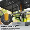 Outsunny sodo stalas plieno 150x90 cm oro sąlygoms atsparus balkono stalas su skyle skėčiui, lamelių dizaino bufetinis stalas kempingo stalas 6 žmonėms kiemo stalas lauko valgomojo stalas sode, terasoje balkone juodas