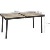 Outsunny sodo stalas, balkono stalas, 145 x 85 cm terasos stalas 6 asmenims, medžio išvaizdos, lauko valgomojo stalas, plieno rėmas, pilkas