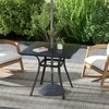 Outsunny sodo stalas valgomojo stalas skėčio skylė kvadratinis balkono stalas 4 asmenims kojų padas iki 70 kg terasa plienas juodas 80x80x76cm