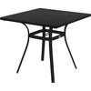 Outsunny sodo stalas valgomojo stalas skėčio skylė kvadratinis balkono stalas 4 asmenims kojų padas iki 70 kg terasa plienas juodas 80x80x76cm