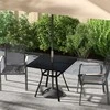 Outsunny sodo stalas valgomojo stalas skėčio skylė kvadratinis balkono stalas 4 asmenims kojų padas iki 70 kg terasa plienas juodas 80x80x76cm