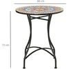 Outsunny sodo stalas, mozaikinis apvalus bistro stalas, pagalbinis staliukas su keraminiu mozaikos paviršiumi, metalinis, raudona+mėlyna+balta spalva, Ø60 cm