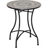 Outsunny sodo staliukas mozaikinis staliukas apvalus bistro staliukas mozaikinis stalviršis keraminis metalinis žalias+smėlio+baltas Ø60cm