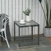 Outsunny® sodo stalas, šoninis staliukas su grūdinto stiklo stalviršiu, poliratanas + aliuminis