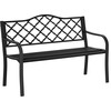 "Outsunny" sodo suoliukas 2-vietis Elegantiškas metalinis parko suoliukas, iki 240 kg, su atlošu ir porankiais, ketaus, juodas, 128x58,5x89 cm