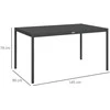 Outsunny Sodo valgomojo stalas 6 asmenims - tamsiai pilkas 145 x 90 x 74 cm