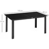 Sodo valgomojo stalas 6 asmenims, terasos stalas su stikliniu stalviršiu - juodas 150 x 90 x 74 cm