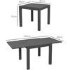 Outsunny sodo stalas, valgomasis stalas 6 asmenims, terasos stalas, išskleidžiamas balkono stalas, apkrova iki 70 kg, aliuminis, pilkas, 81/162 x 80 x 75 cm