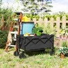Outsunny sodo vežimėlis 100 kg apkrovai, sulankstomas, išplečiamas transportavimo vežimėlis su nuimamu tentu, rankena, ratais, bolerių vežimėlis, rankinis vežimėlis, sodo karutis, 160 litrų įrankių vežimėlis namams, sodui, juodas