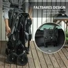"Outsunny" sodo vežimėlis 120 kg svorio, sulankstomas vežimėlis su nuimamu brezentu, rankena, ratais, vairuojamąja ašimi, rankinis sodo vežimėlis, 160 litrų talpos įrankių vežimėlis namui sode, tamsiai pilkos spalvos