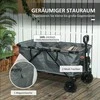 "Outsunny" sodo vežimėlis 120 kg svorio, sulankstomas vežimėlis su nuimamu brezentu, rankena, ratais, vairuojamąja ašimi, rankinis sodo vežimėlis, 160 litrų talpos įrankių vežimėlis namui sode, tamsiai pilkos spalvos