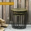 "Outsunny" šoniniai staliukai 3 retro stiliaus metalinių krepšių rinkinys Natūralus+juodas 3 dydžiai