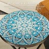 Outsunny sulankstomas šoninis staliukas, sodo staliukas su mozaikos dizainu, Ø35,5 x 55 cm, apvalus, atsparus oro sąlygoms metalinis balkono stalas, stovyklavimo stalas, kavos staliukas svetainei, biurui, laukui ir vidui, mėlynas