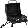 "Outsunny" stalo kepsninė Mobili dujinė kepsninė BBQ su 2 degikliais, kepsninės tinklas, lauko, nerūdijantis plienas, juoda, 55x46.5x41cm, maža, piknikas