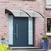 "Outsunny" stogelis lauko durims 200 x 96 x 27 cm stogelis su apsauga nuo UV spindulių, apsauga nuo lietaus, apsauga nuo saulės lauke, aliuminis, juodas
