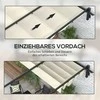 Outsunny pavėsinė, apytiksl. 3 x 3 m, pergola, vėjui atsparus terasos stogelis, tvirtinamas prie sienos, reguliuojamas stogas, sodui, terasai, kreminė