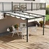 Outsunny pavėsinė, apytiksl. 3 x 3 m, pergola, vėjui atsparus terasos stogelis, tvirtinamas prie sienos, reguliuojamas stogas, sodui, terasai, kreminė