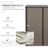 Outsunny sodo namelis su vienšlaičiu stogu 1,34 m², metalinis sodo namelis, įrankių pašiūrė, cinkuotas plienas, rudas, 161,5 x 94,5 x 196 cm