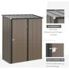 Outsunny sodo namelis su vienšlaičiu stogu 1,34 m², metalinis sodo namelis, įrankių pašiūrė, cinkuotas plienas, rudas, 161,5 x 94,5 x 196 cm