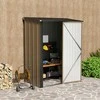 Outsunny sodo namelis su vienšlaičiu stogu 1,34 m², metalinis sodo namelis, įrankių pašiūrė, cinkuotas plienas, rudas, 161,5 x 94,5 x 196 cm