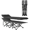 Outsunny sulankstoma kempingo lova, kelioninė lova su šonine kišene, čiužiniu, neslystanti, svečių lova, atlaikanti iki 150 kg, lauko, Oksfordo audinys, juoda, 190 x 67 x 37 cm